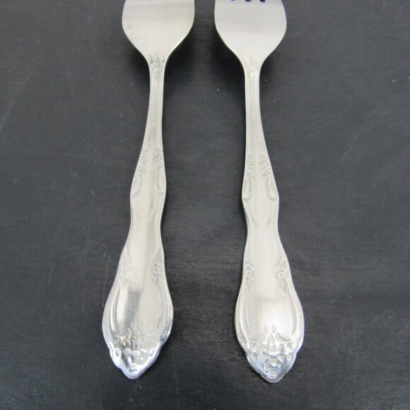 Hanford Forge Stainless Steel Salad Forks Floral Design Set of 4 - Picture 8 of 12